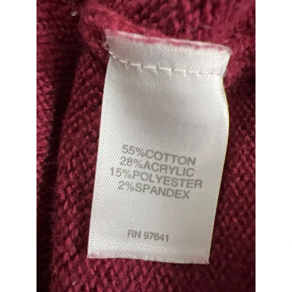 Pure J Jill Women's Burgundy Knit Long Sleeve One-Pocket Sweater - L